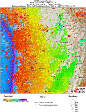 regional depth historical seismicity