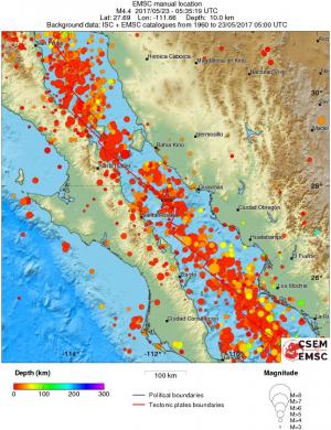regional depth historical seismicity