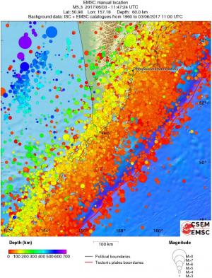regional depth historical seismicity