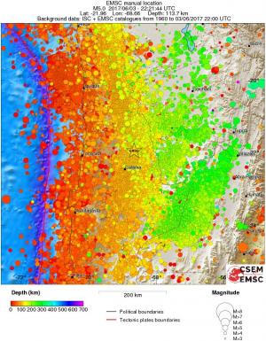 regional depth historical seismicity