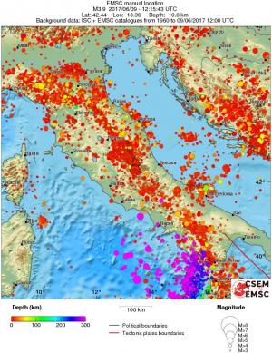 regional depth historical seismicity