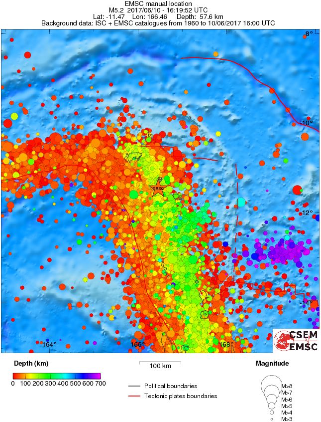 regional depth historical seismicity