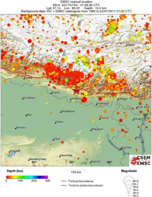 regional depth historical seismicity
