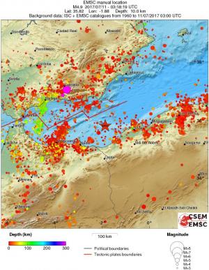regional depth historical seismicity