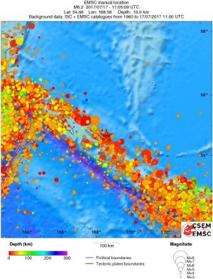 regional depth historical seismicity