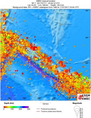 regional depth historical seismicity