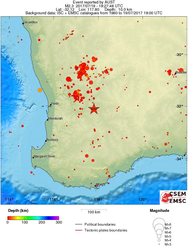 regional depth historical seismicity