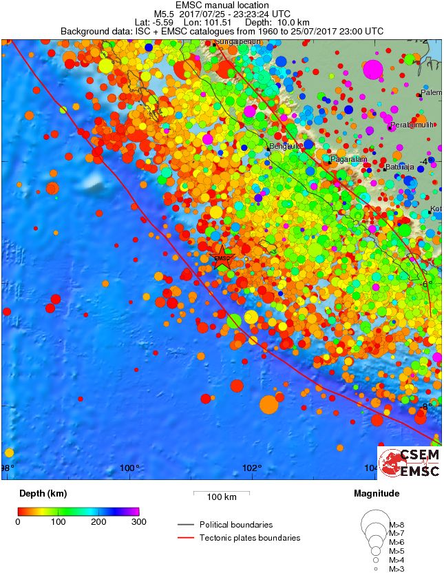 regional depth historical seismicity