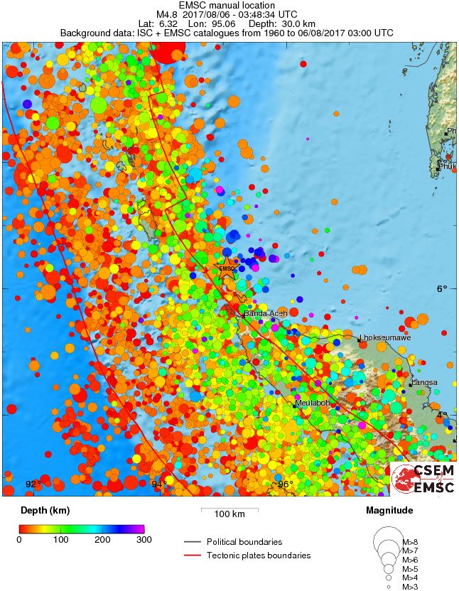 regional depth historical seismicity