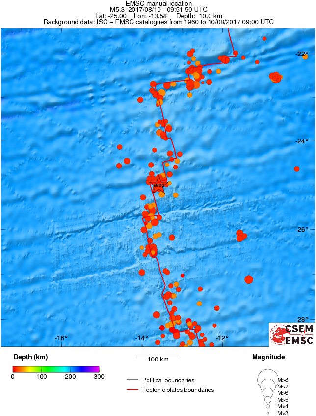 regional depth historical seismicity