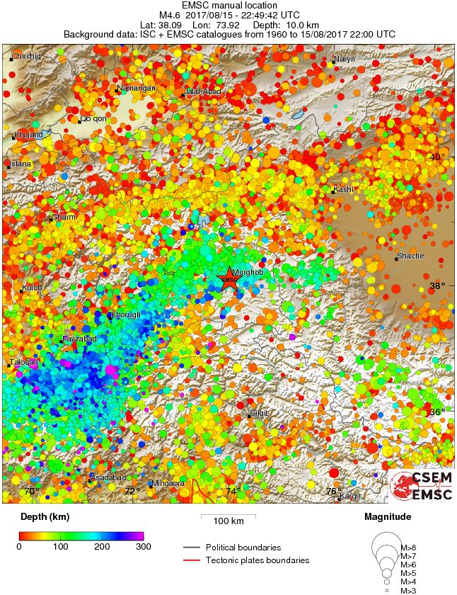 regional depth historical seismicity