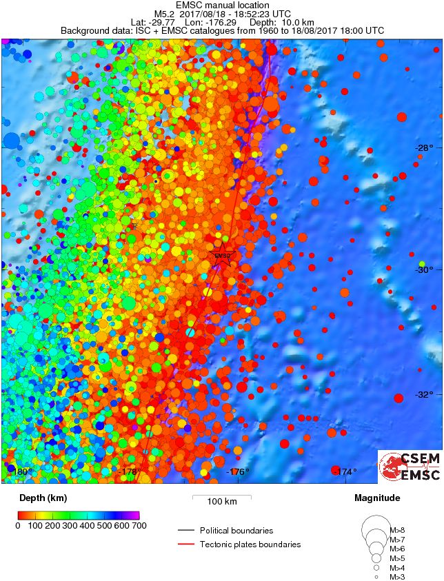 regional depth historical seismicity