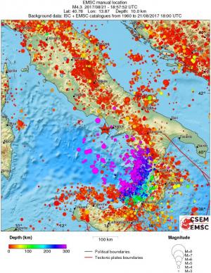regional depth historical seismicity
