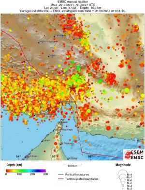 regional depth historical seismicity