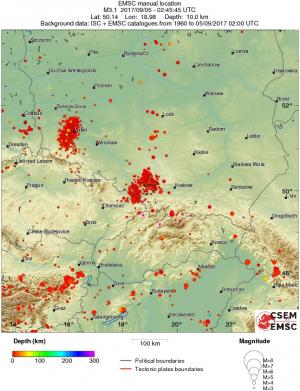 regional depth historical seismicity