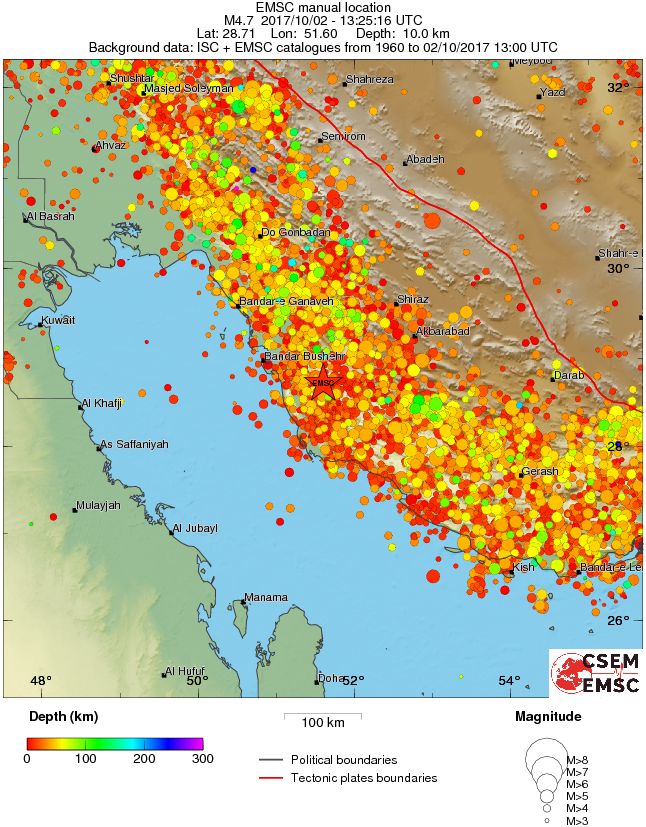 regional depth historical seismicity