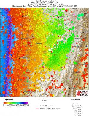 regional depth historical seismicity