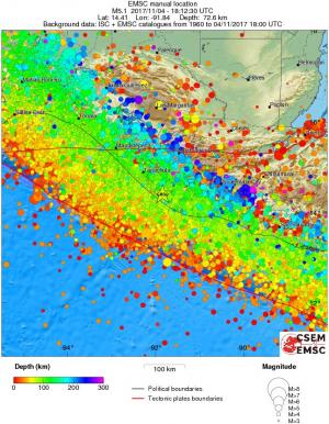 regional depth historical seismicity