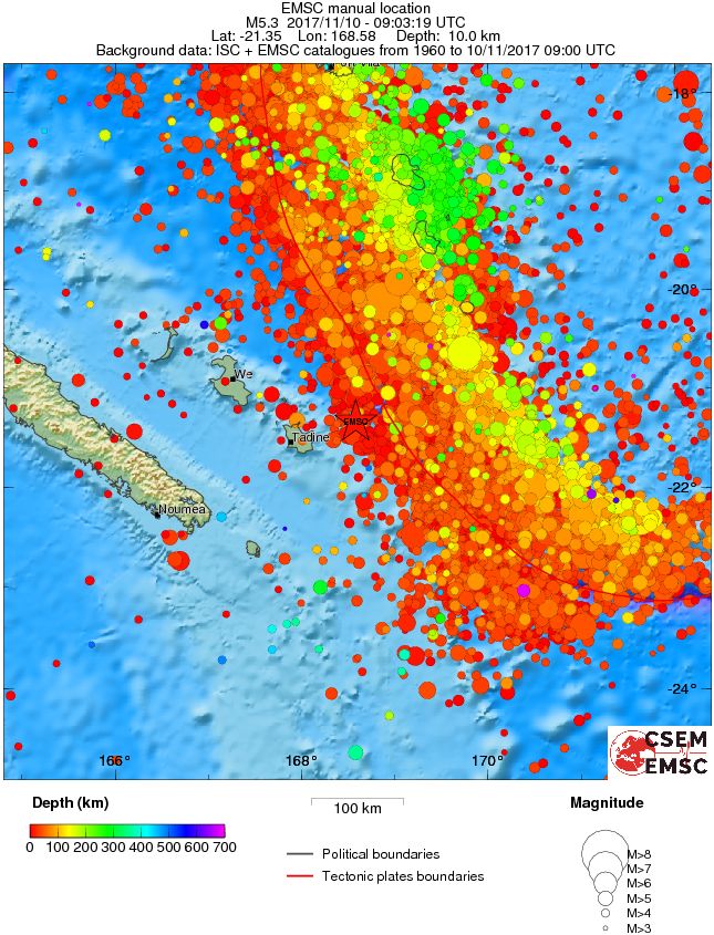 regional depth historical seismicity