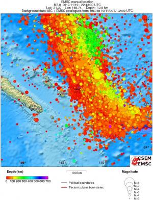 regional depth historical seismicity