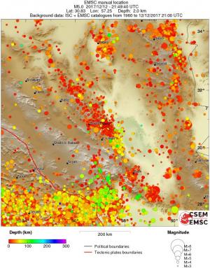 regional depth historical seismicity