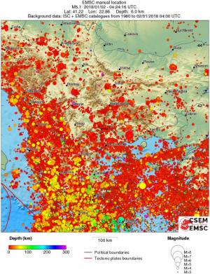 regional depth historical seismicity