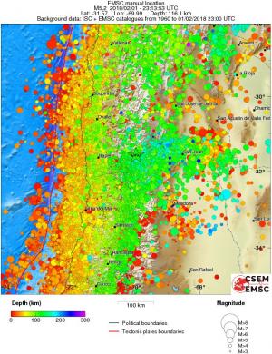 regional depth historical seismicity