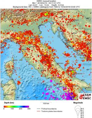 regional depth historical seismicity