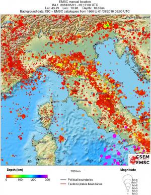 regional depth historical seismicity