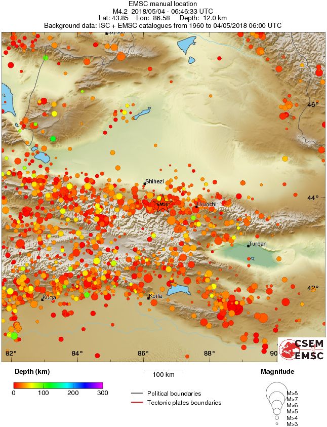 regional depth historical seismicity
