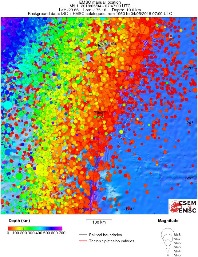 regional depth historical seismicity