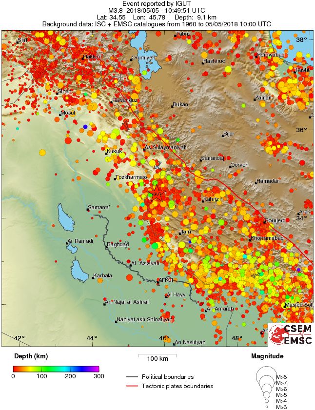 regional depth historical seismicity