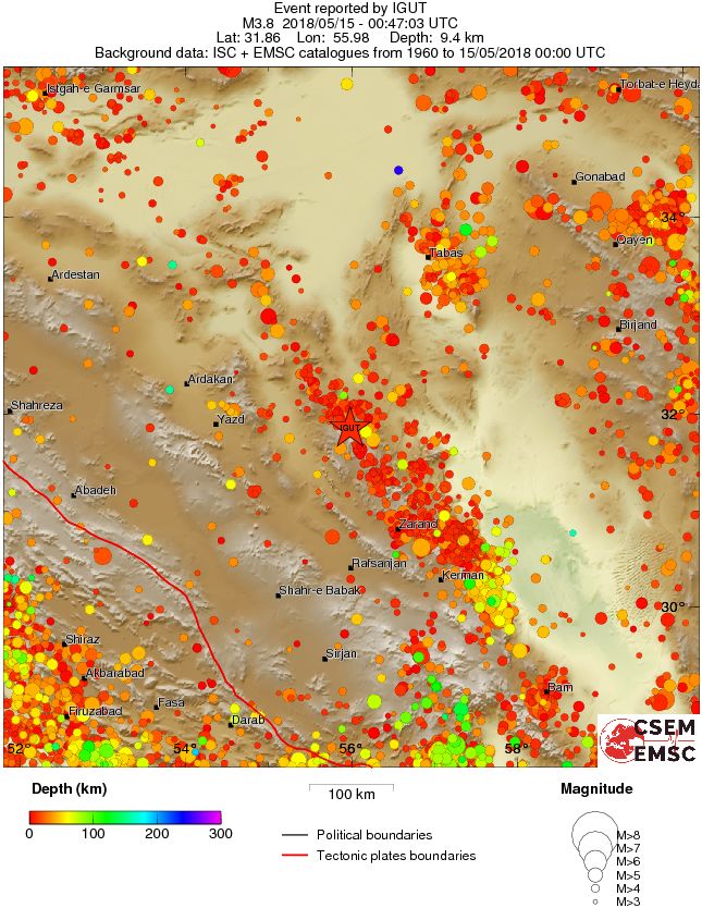 regional depth historical seismicity
