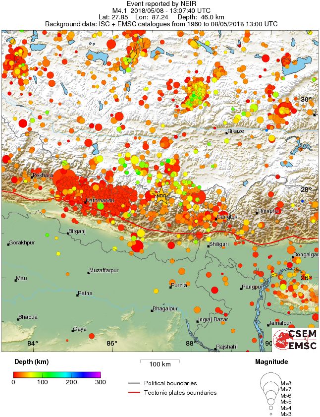 regional depth historical seismicity