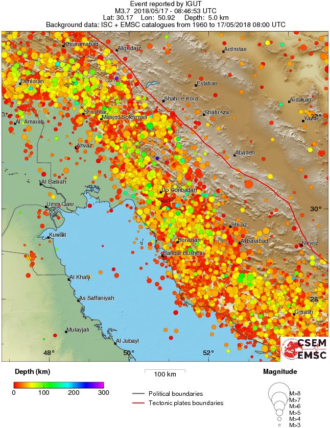 regional depth historical seismicity
