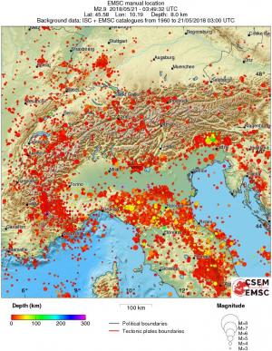regional depth historical seismicity