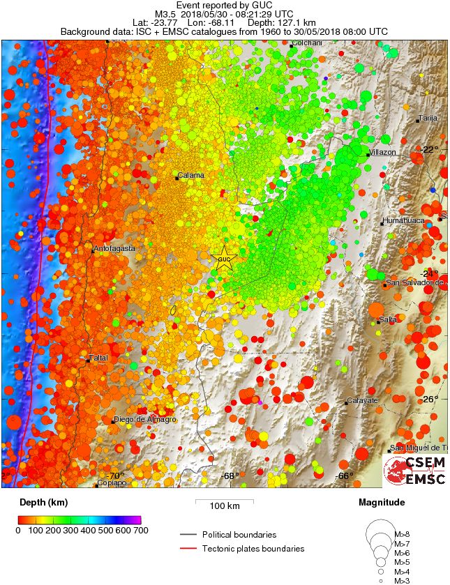 regional depth historical seismicity
