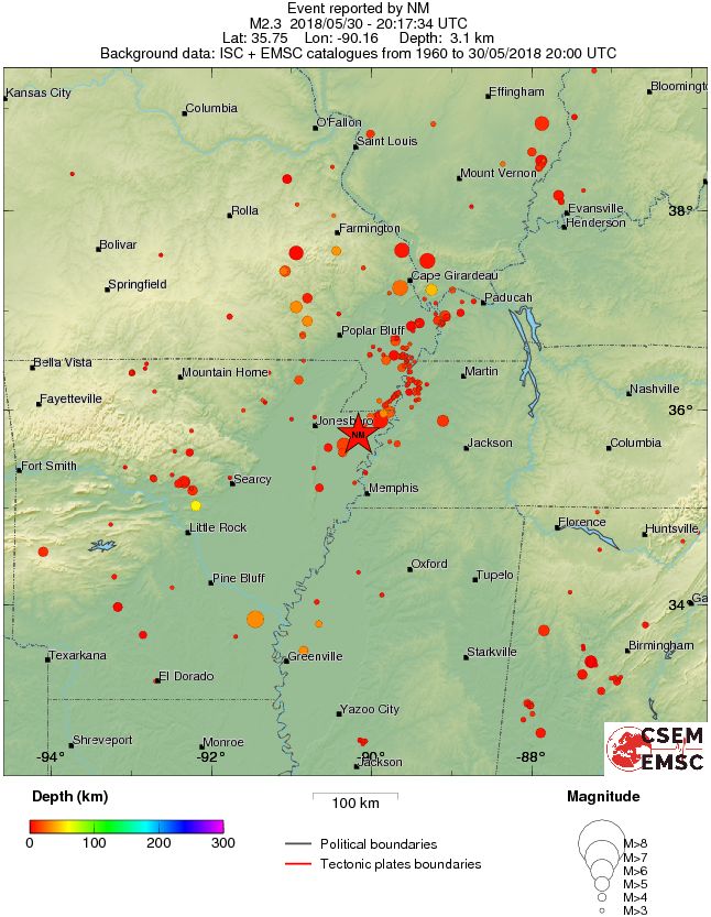 regional depth historical seismicity