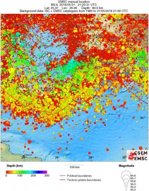 regional depth historical seismicity