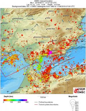 regional depth historical seismicity