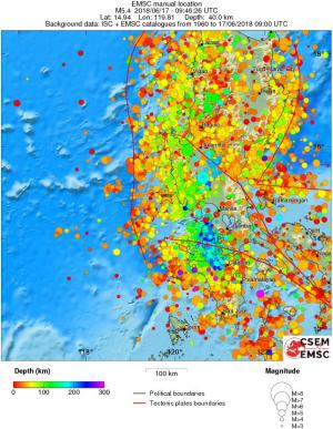 regional depth historical seismicity