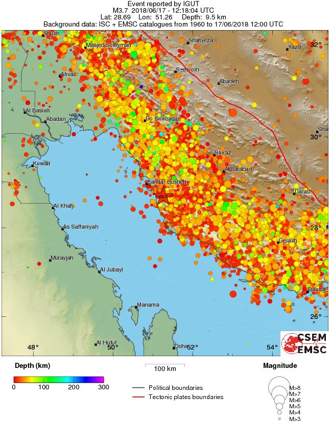 regional depth historical seismicity