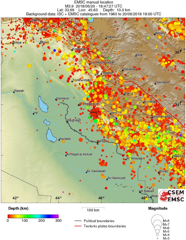 regional depth historical seismicity