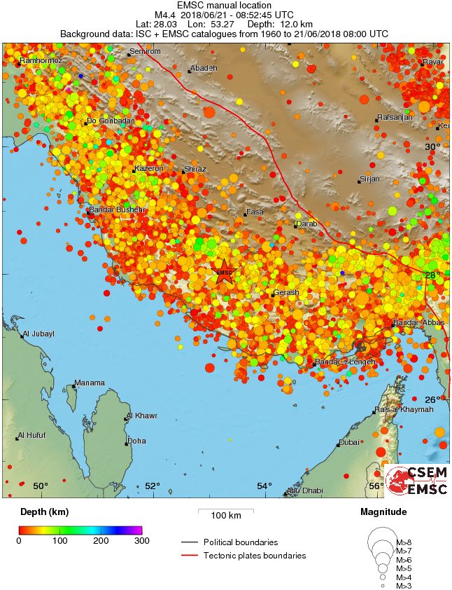 regional depth historical seismicity