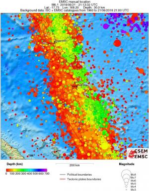regional depth historical seismicity