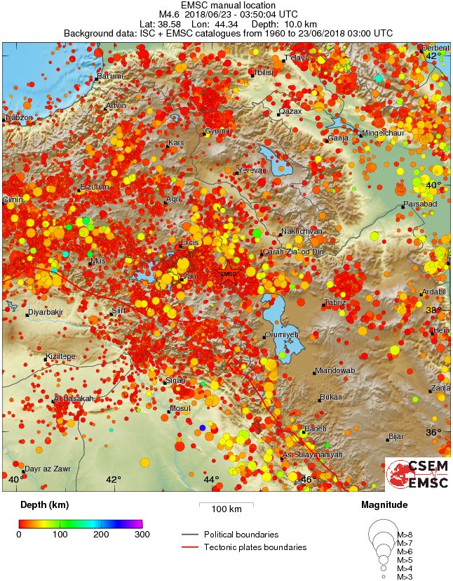 regional depth historical seismicity
