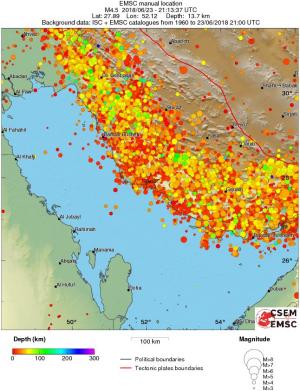 regional depth historical seismicity