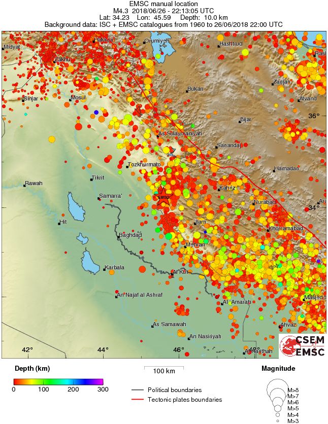 regional depth historical seismicity