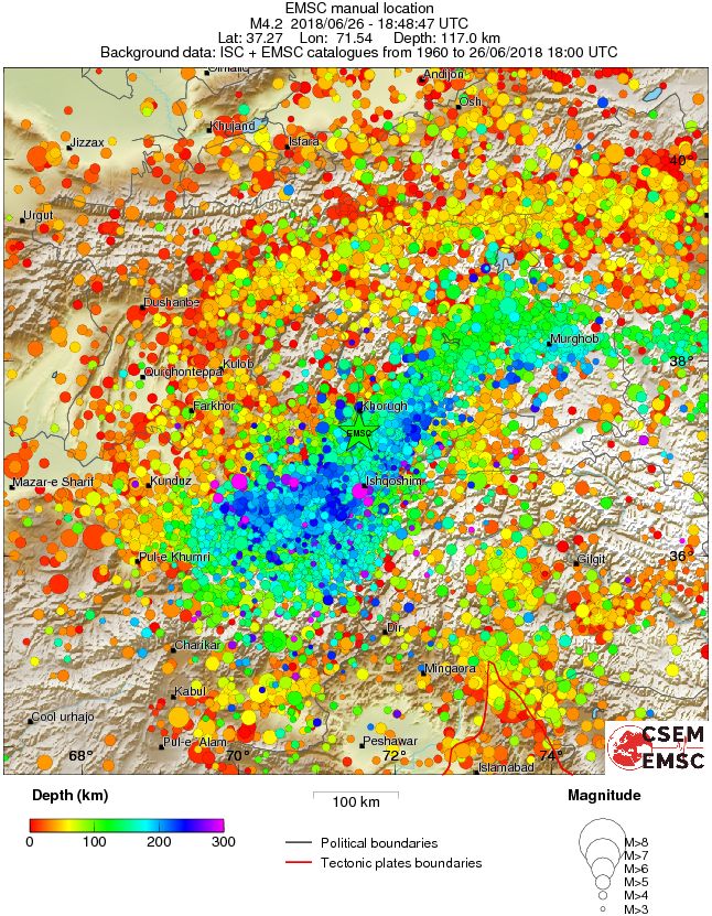 regional depth historical seismicity