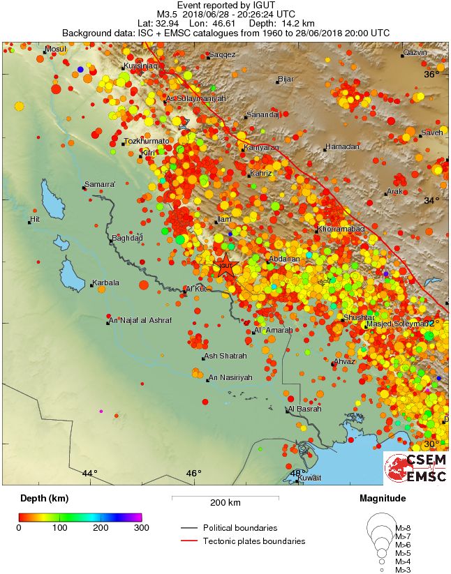 regional depth historical seismicity